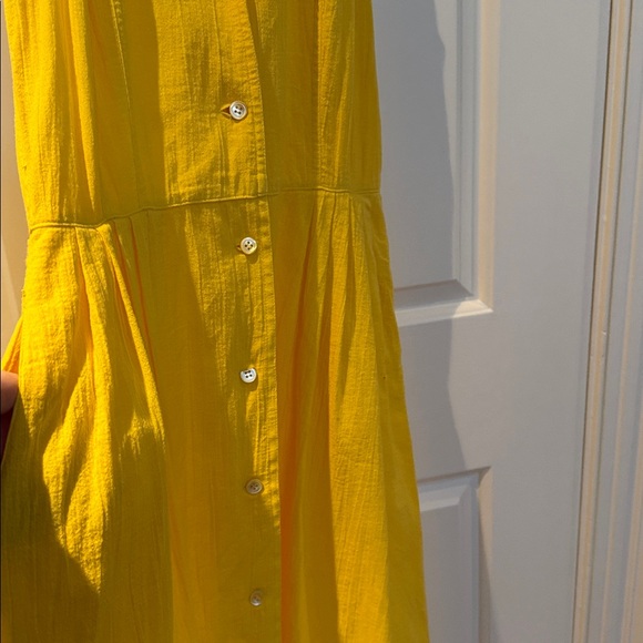 Vintage Ports sz 10 (fits smaller) Marigold Yellow Sleeveless Shirtdress pockets - Picture 4 of 13